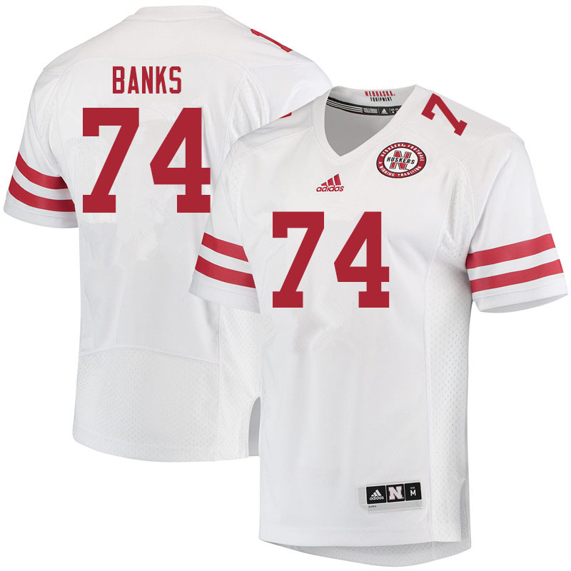 Women #74 Brant Banks Nebraska Cornhuskers College Football Jerseys Sale-White